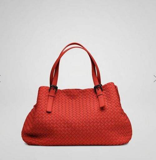 Bottega Veneta Lambskin Tote Bag 1026 red orange